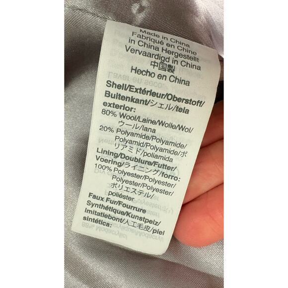 J Crew Nello Gori Wool Faux fur hood Full zip Peacoat Parka size 6 Grey Z2 - Picture 6 of 11